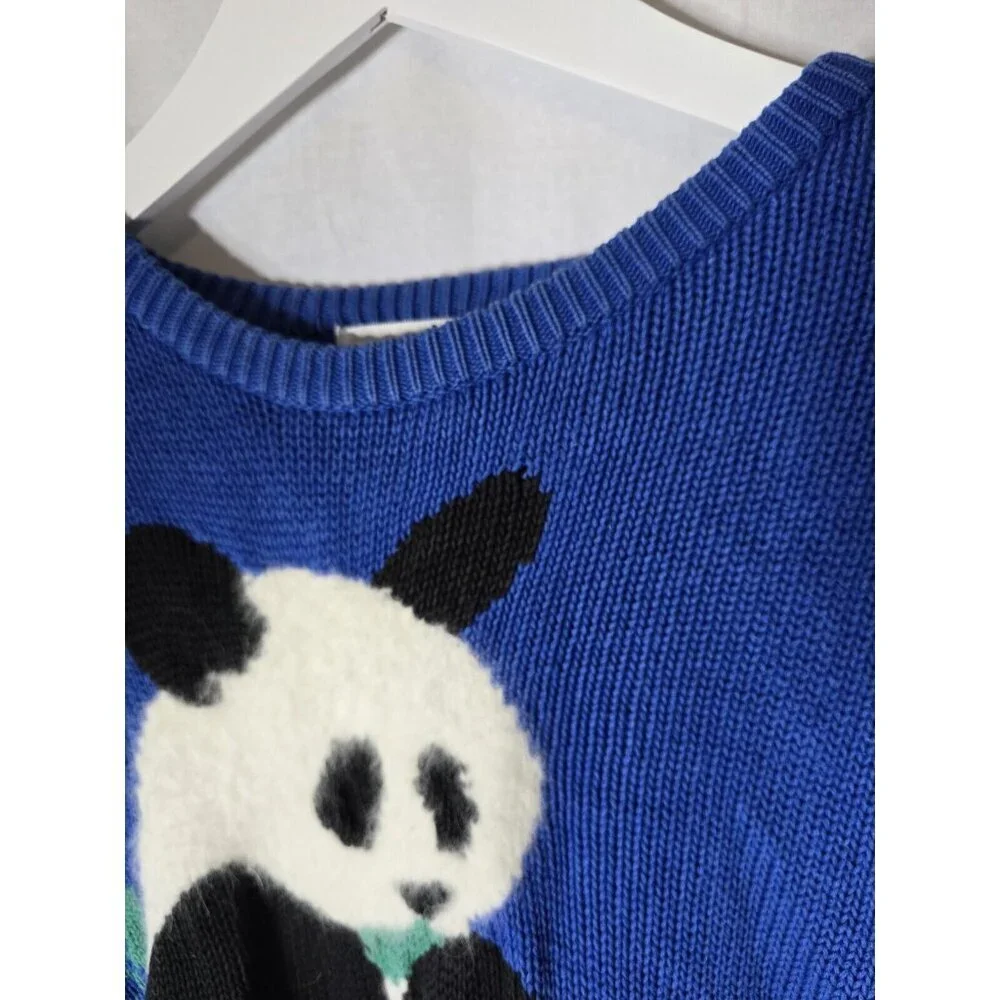 Vintage 90’s panda Cotton blue sweater- Unisex- Fits Like A Large - Picture 9 of 13